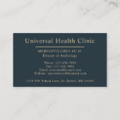 Custom Dark Aquamarin Green Brown Ärzte Extravagan Visitenkarte (Rückseite)