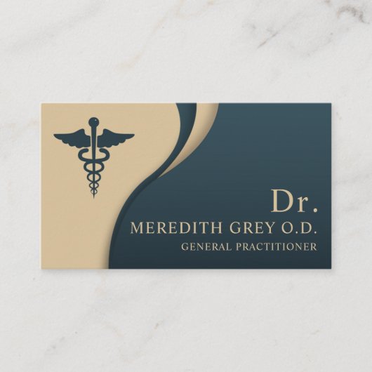 Custom Dark Aquamarin Green Brown Ärzte Extravagan Visitenkarte (Vorderseite)