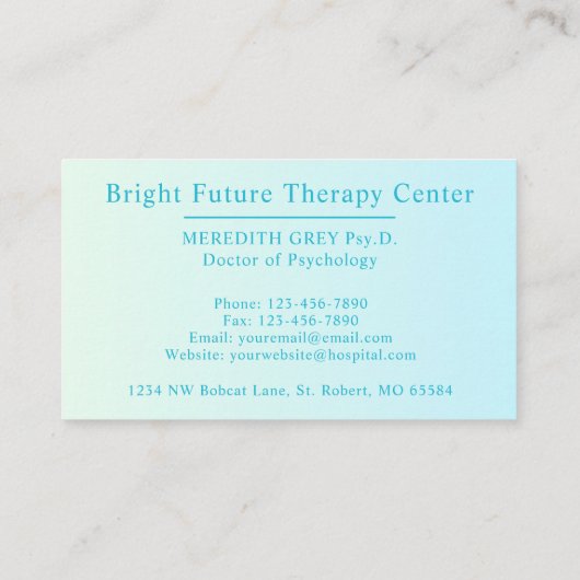 Custom Dark Aquamarin Green Brown Docs Extravagant Visitenkarte (Rückseite)