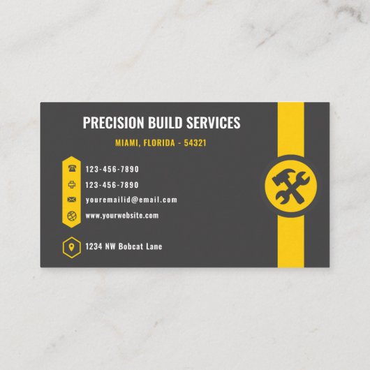 Custom Dark Black Yellow Construction Worker Visitenkarte (Rückseite)