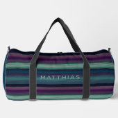 Custom Dark Blue Aquamarin Green Black Streifen Li Duffle Bag (Vorderseite)