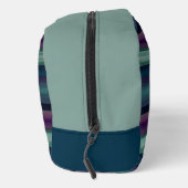 Custom Dark Blue Aquamarin Green Black Streifen Li Waschbeutel (Rechts)