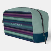Custom Dark Blue Aquamarin Green Black Streifen Li Waschbeutel (Rechte Ecke)