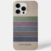 Custom Dark Blue Beige Brown Lila Green Stripes Case-Mate iPhone Hülle (Rückseite)