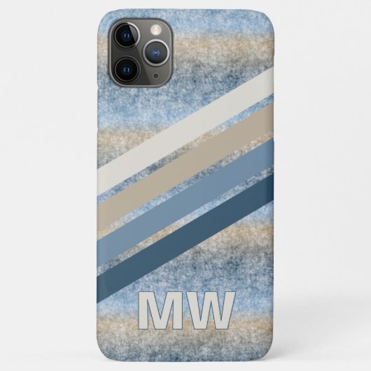 Custom Dark Blue Gray Taupe Brown Beige Streifen Case-Mate iPhone Hülle (Rückseite)