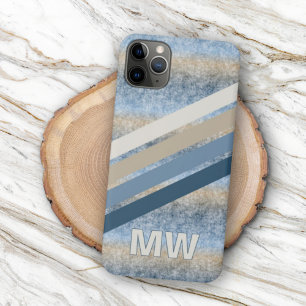 Custom Dark Blue Gray Taupe Brown Beige Streifen Case-Mate iPhone Hülle