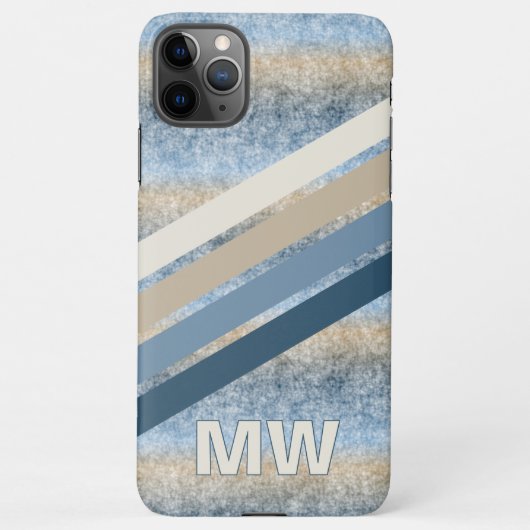 Custom Dark Blue Gray Taupe Brown Beige Streifen iPhone Hülle (Rückseite)