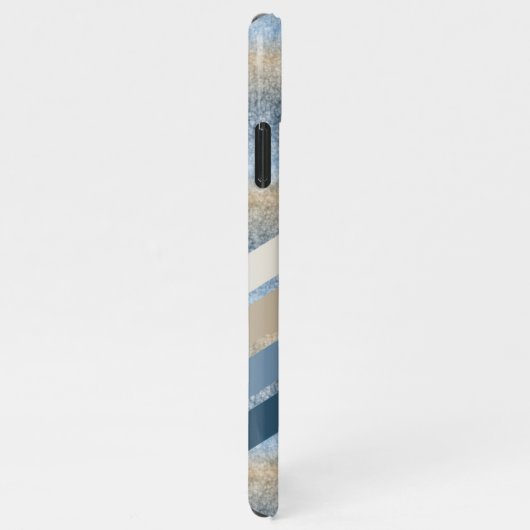 Custom Dark Blue Gray Taupe Brown Beige Streifen iPhone Hülle (Rechte Seite)