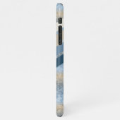 Custom Dark Blue Gray Taupe Brown Beige Streifen iPhone Hülle (Linke Seite)