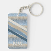 Custom Dark Blue Gray Taupe Brown Retro Streifen Schlüsselanhänger (Rückseite)