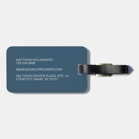 Custom Dark Blue Gray Taupe Brown Stripes Muster Gepäckanhänger (Rückseite horizontal)
