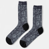 Custom Dark Blue Grey Lila Paisley Pattern Socken (Linkes Detail)