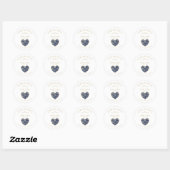 Custom Dark Blue Heart Wedding Sanitizer Hands Runder Aufkleber (Blatt)