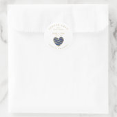 Custom Dark Blue Heart Wedding Sanitizer Hands Runder Aufkleber (Tasche)