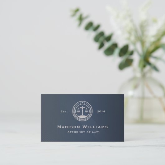 Custom Dark Blue Monogram Law Office Visitenkarte (Stehend Vorderseite)