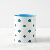 Custom Dark Blue Polka Dot auf White Coffee Tasse (Zentrum)