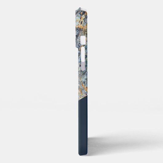 Custom Dark Blue Tan Black Imitats Marbella Muster iPhone Hülle (Linke Seite)