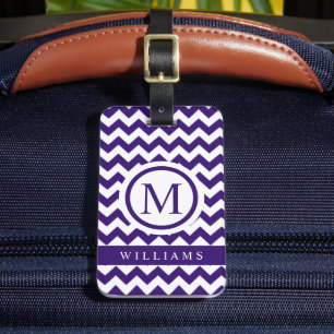 Custom Dark Blue Violet Lila Zickzack Muster Gepäckanhänger