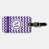 Custom Dark Blue Violet Lila Zickzack Muster Gepäckanhänger (Vorderseite horizontal)