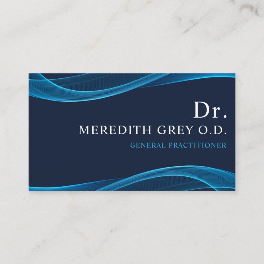Custom Dark Bright Blue White Doctors Extravagant Visitenkarte (Vorderseite)