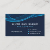 Custom Dark Bright Navy Blue White Legal Office Visitenkarte (Rückseite)