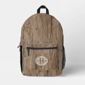 Custom Dark Brown Tan Beige Woodgrain Muster Bedruckter Rucksack (Vorderseite)