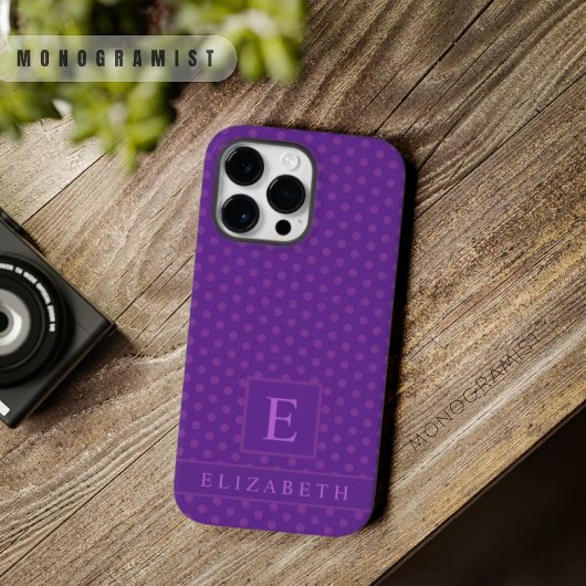 Custom Dark Deep Blue Lavender Lila Polka Dot Case-Mate iPhone Hülle