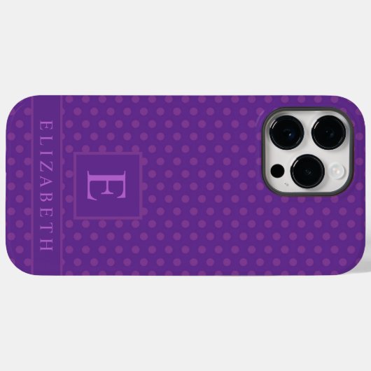 Custom Dark Deep Blue Lavender Lila Polka Dot Case-Mate iPhone Hülle (Rückseite (Horizontal))