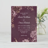 Custom Dark Deep Lila Chocolate Blume Wedding Einladung (Stehend Vorderseite)