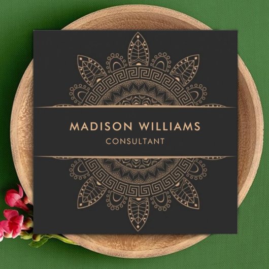 Custom Dark Grau Brown Pink Peach Beruflich Quadratische Visitenkarte