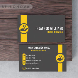 Custom Dark Gray Black Yellow Hospitality Business Visitenkarte