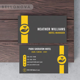 Custom Dark Gray Black Yellow Hospitality Business Visitenkarte