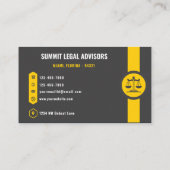 Custom Dark Gray Black Yellow Legal Department Visitenkarte (Rückseite)