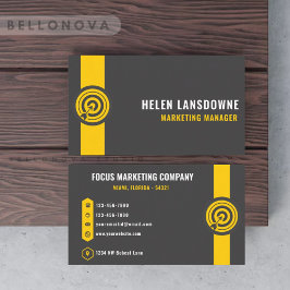 Custom Dark Gray Black Yellow Marketing Profession Visitenkarte