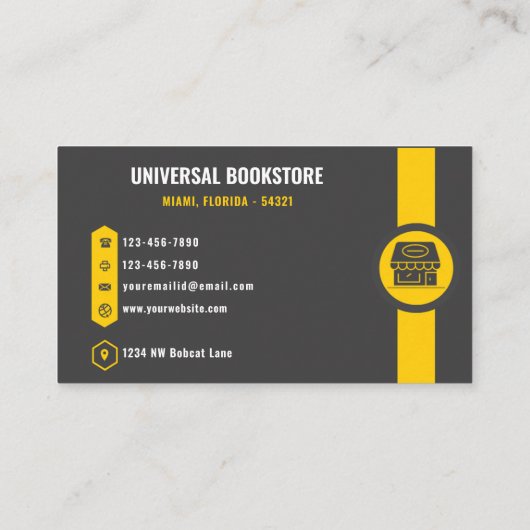 Custom Dark Gray Black Yellow Retail Shop Visitenkarte (Rückseite)