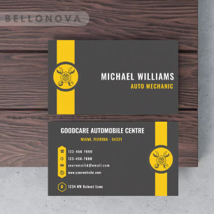 Custom Dark Gray Black Yellow Transportation Visitenkarte