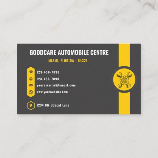 Custom Dark Gray Black Yellow Transportation Visitenkarte (Rückseite)