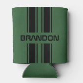 Custom Dark Green Black Auto Race Sport Stripes Dosenkühler (Rückseite)