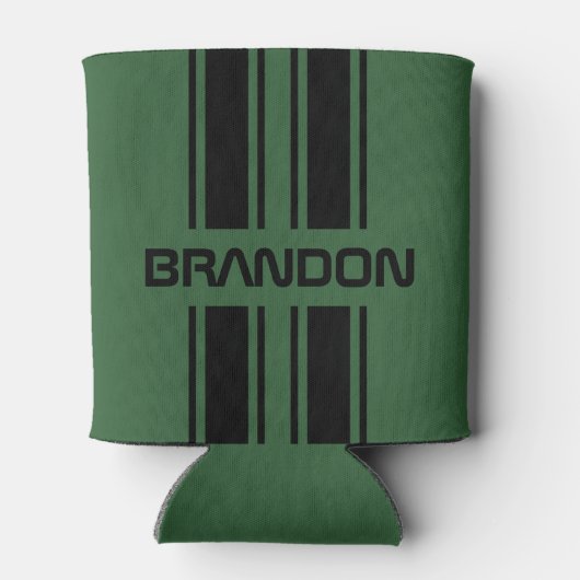 Custom Dark Green Black Auto Race Sport Stripes Dosenkühler (Rückseite)