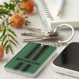 Custom Dark Green Black Auto Race Sport Stripes Schlüsselanhänger