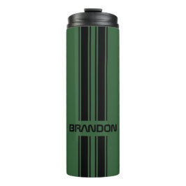 Custom Dark Green Black Auto Race Sport Stripes Thermosbecher