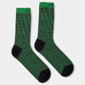 Custom Dark Green Black Checkered Pattern Socken (Rechts)