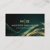 Custom Dark Green Black Gold Glitzer Beruflich Visitenkarte (Vorderseite)