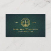 Custom Dark Green Floral Monogram Law Office Visitenkarte (Vorderseite)