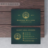 Custom Dark Green Floral Monogram Law Office Visitenkarte
