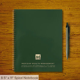 Custom Dark Green Gold Monogram Notebook Notizblock
