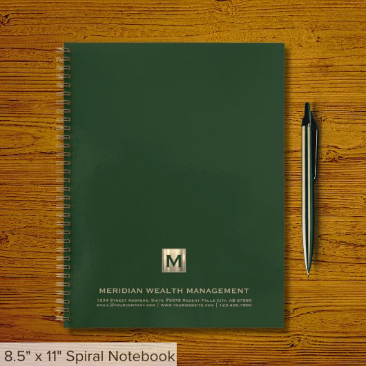 Custom Dark Green Gold Monogram Notebook Notizblock