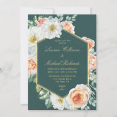 Custom Dark Green Watercolor Floral Wedding Einladung (Vorderseite)