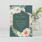 Custom Dark Green Watercolor Floral Wedding Einladung (Stehend Vorderseite)