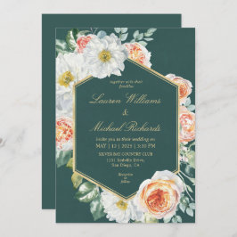 Custom Dark Green Watercolor Floral Wedding Einladung